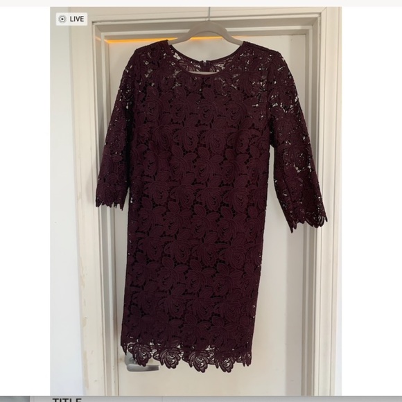 LOFT Maroon Lace Dress with Slip - Picture 1 of 2